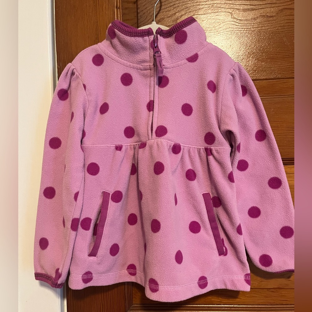 Navy Toddler Girl 4T Outfit Set Purple Polka Dot Fleece Pullover Athletic Pants